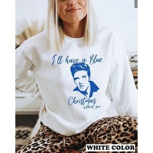 Christmas Blue Elvis Sweatshirt, Christmas Sweatshirt